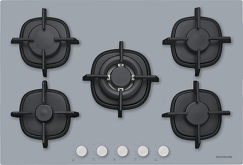 Silverline CS5426S01 75 cm Wok Gözlü Gri Cam Ankastre Ocak